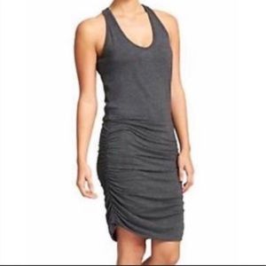 {ATHLETA} Gray Tee Racerback Ruched Dress Medium